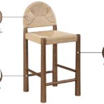 Bohemia Woven Seagrass Cord And Solid Wood Counter Stool