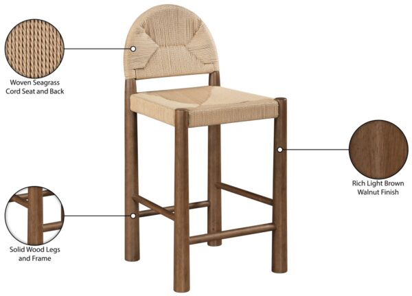 Bohemia Woven Seagrass Cord And Solid Wood Counter Stool