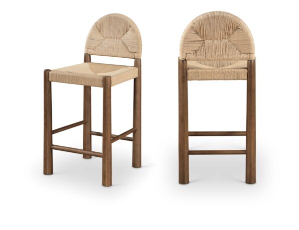 Bohemia Woven Seagrass Cord And Solid Wood Counter Stool