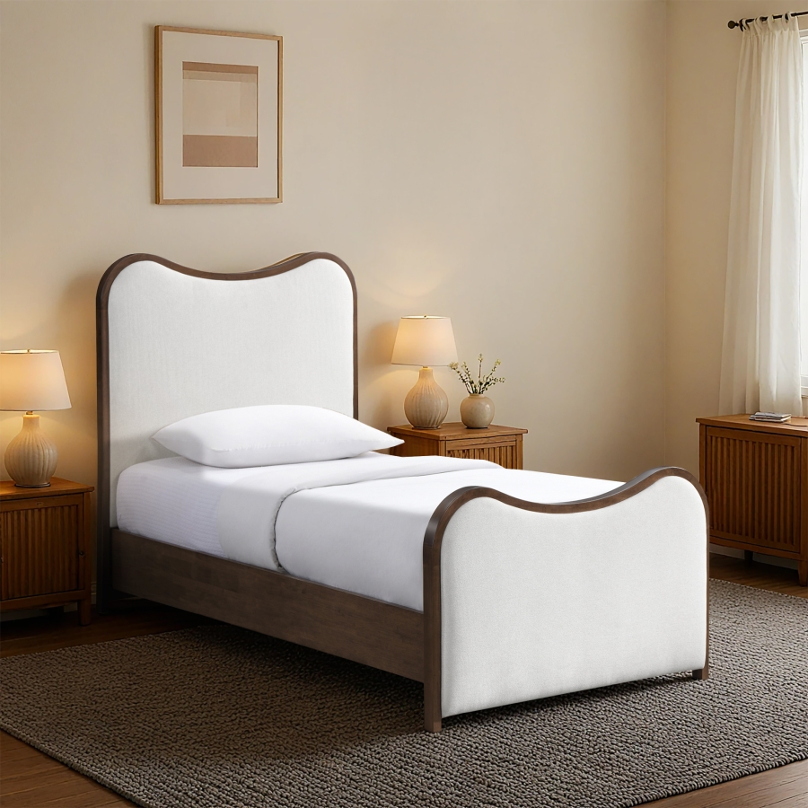 Arvada Linen Textured Fabric Upholstered Twin Bed