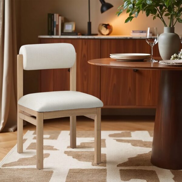 Roundhill Linen Textured Fabric Upholstered Dining Chair