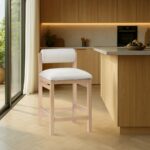 Roundhill Linen Textured Fabric Upholstered Counter Stool