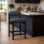Roundhill Linen Textured Fabric Upholstered Counter Stool