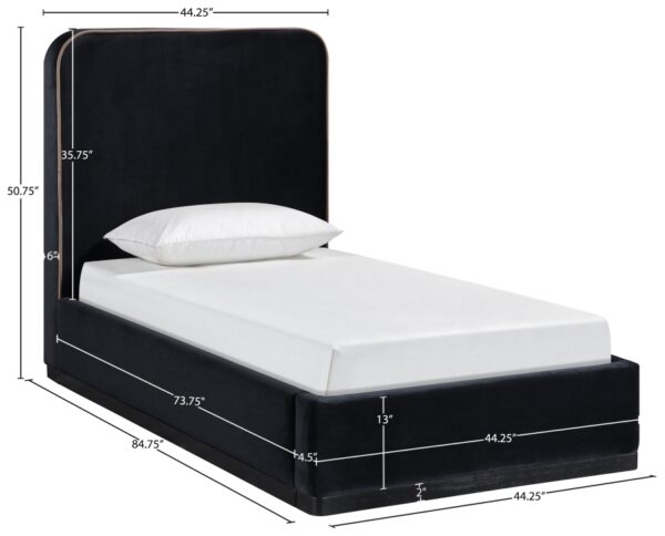 Rava Velvet Upholstered Twin Bed