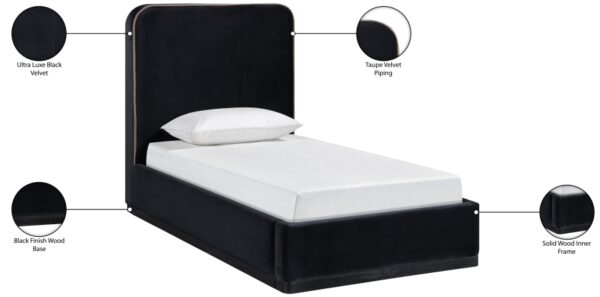 Rava Velvet Upholstered Twin Bed