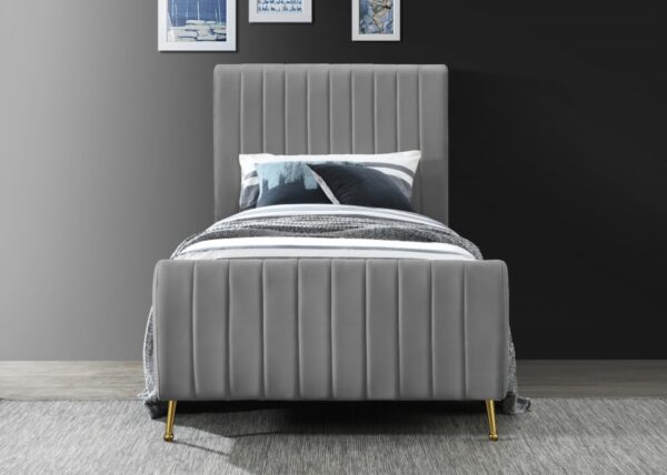 Zara Velvet Upholstered Twin Bed