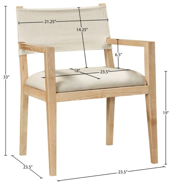 Avon Linen Textured Performance Fabric Dining Arm Chair
