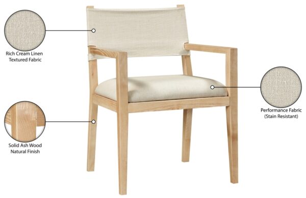 Avon Linen Textured Performance Fabric Dining Arm Chair
