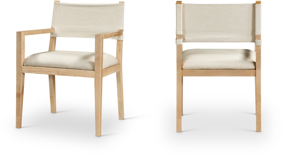 Avon Linen Textured Performance Fabric Dining Arm Chair