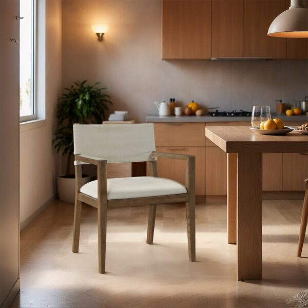 Avon Linen Textured Performance Fabric Dining Arm Chair