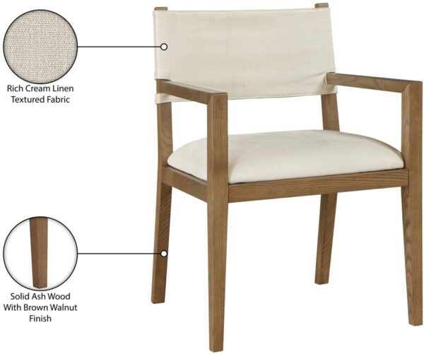 Avon Linen Textured Performance Fabric Dining Arm Chair