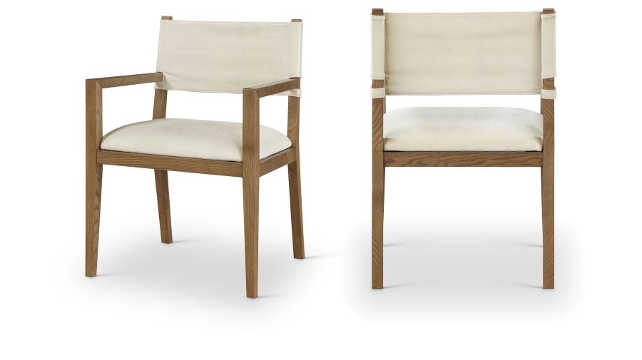 Avon Linen Textured Performance Fabric Dining Arm Chair