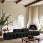 Ames 136" Boucle Fabric Upholstered 4pc. Modular Sofa