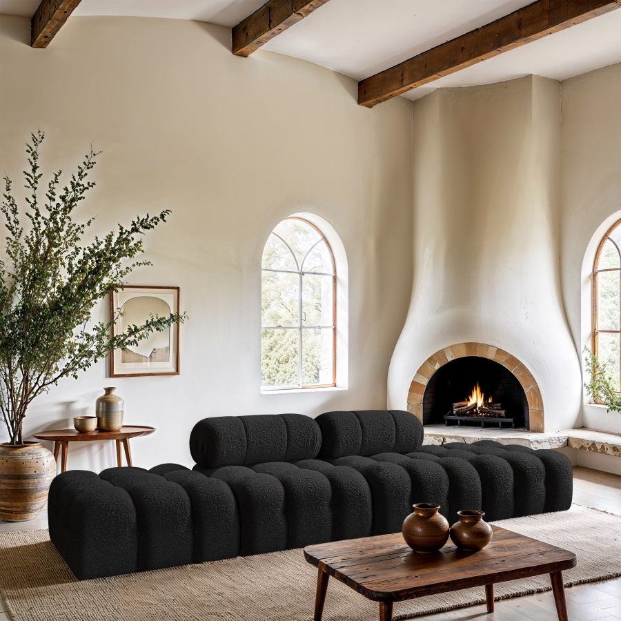 Ames 136" Boucle Fabric Upholstered 4pc. Modular Sofa