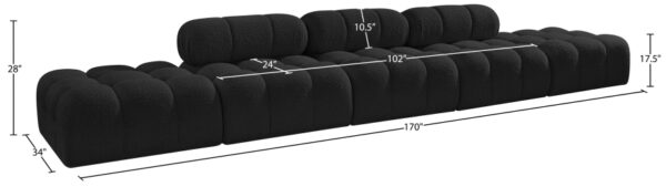 Ames 170" Boucle Fabric Upholstered 5pc. Modular Sofa