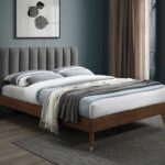 Vance Mid-Century Modern Linen Textured Fabric Upholstered Bed