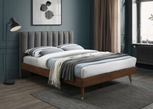 Vance Mid-Century Modern Linen Textured Fabric Upholstered Bed