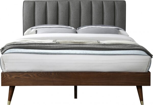Vance Mid-Century Modern Linen Textured Fabric Upholstered Bed