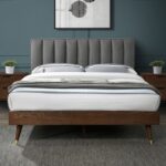 Vance Mid-Century Modern Linen Textured Fabric Upholstered Bed