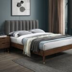 Vance Mid-Century Modern Linen Textured Fabric Upholstered Bed