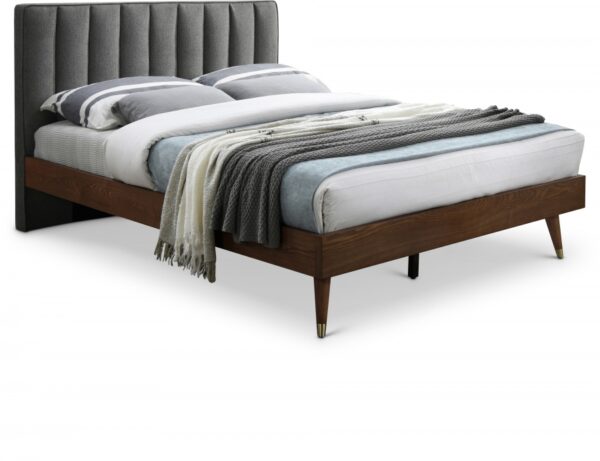 Vance Mid-Century Modern Linen Textured Fabric Upholstered Bed