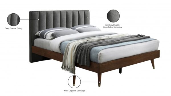 Vance Mid-Century Modern Linen Textured Fabric Upholstered Bed
