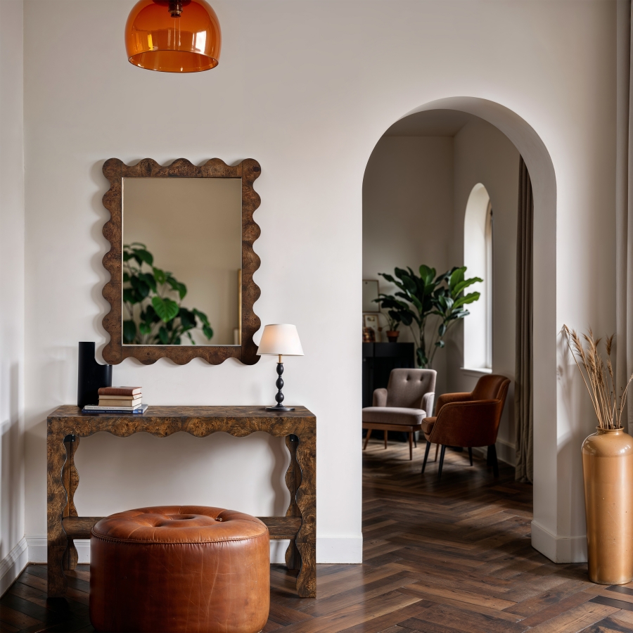 Vassa Burl Veneer Framed Mirror