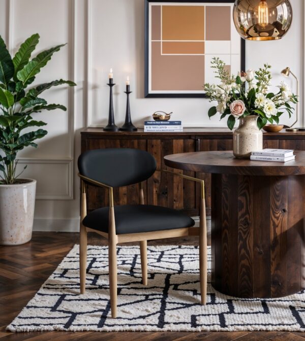Riccio Vegan Leather Upholstered Dining Arm Chair