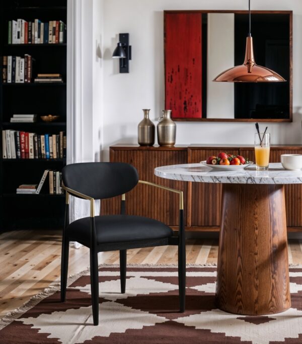 Riccio Vegan Leather Upholstered Dining Arm Chair