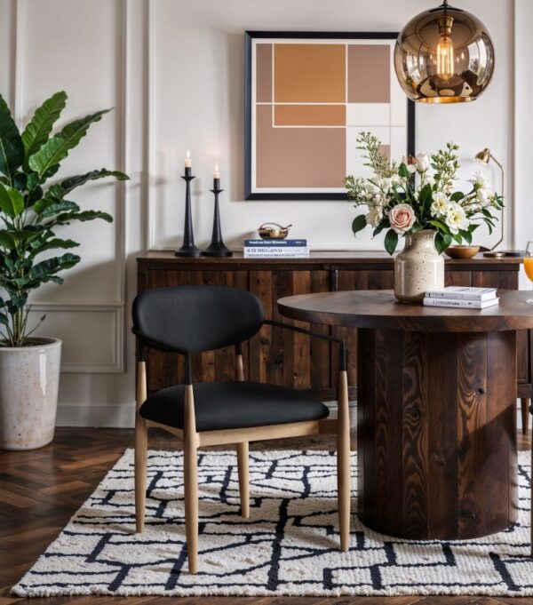 Riccio Vegan Leather Upholstered Dining Arm Chair