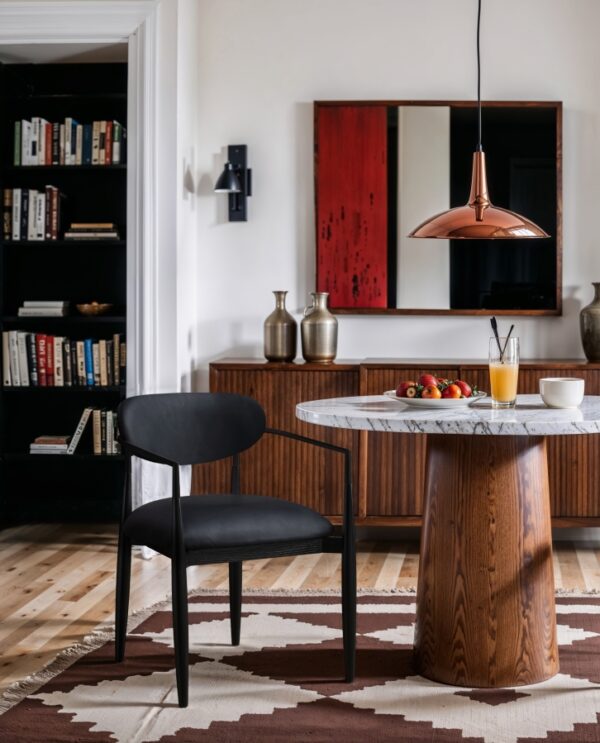 Riccio Vegan Leather Upholstered Dining Arm Chair
