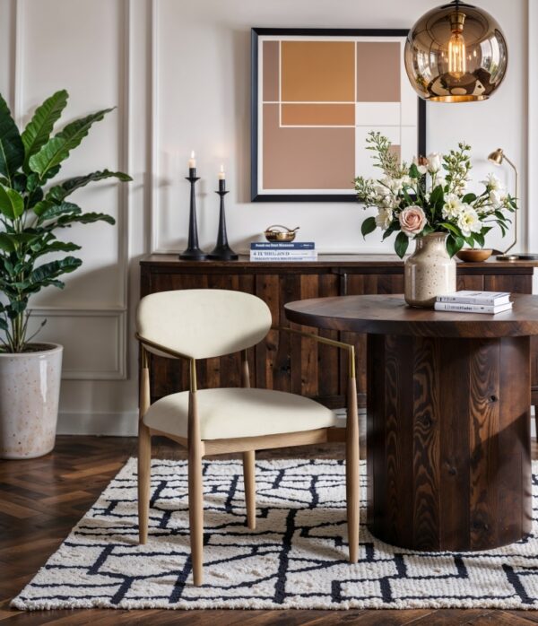 Riccio Performance Fabric Upholstered Dining Arm Chair