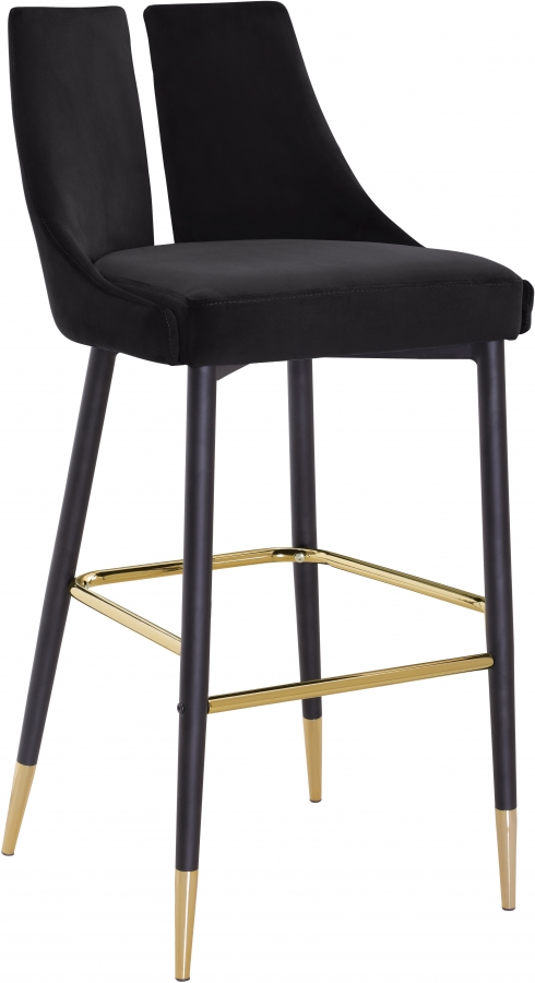 Sleek Velvet Upholstered Bar Stool