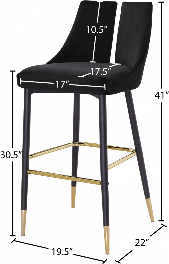 Sleek Velvet Upholstered Bar Stool