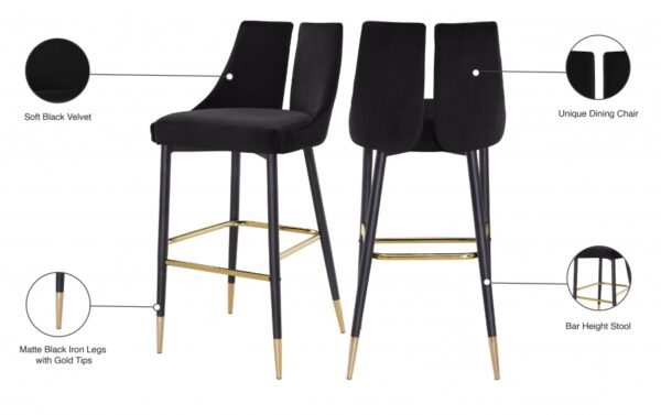 Sleek Velvet Upholstered Bar Stool