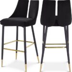 Sleek Velvet Upholstered Bar Stool