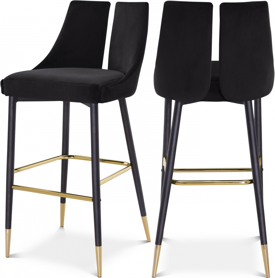 Sleek Velvet Upholstered Bar Stool