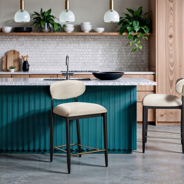 Riccio Performance Fabric Upholstered Counter Stool