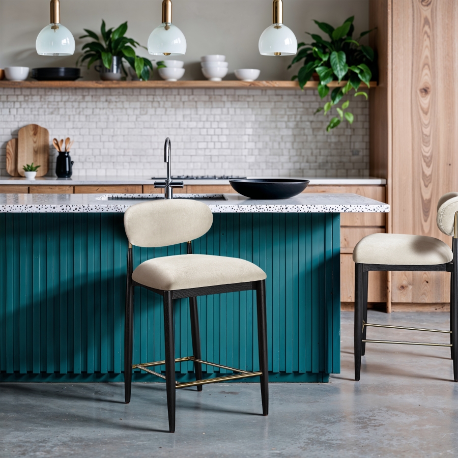 Riccio Performance Fabric Upholstered Counter Stool
