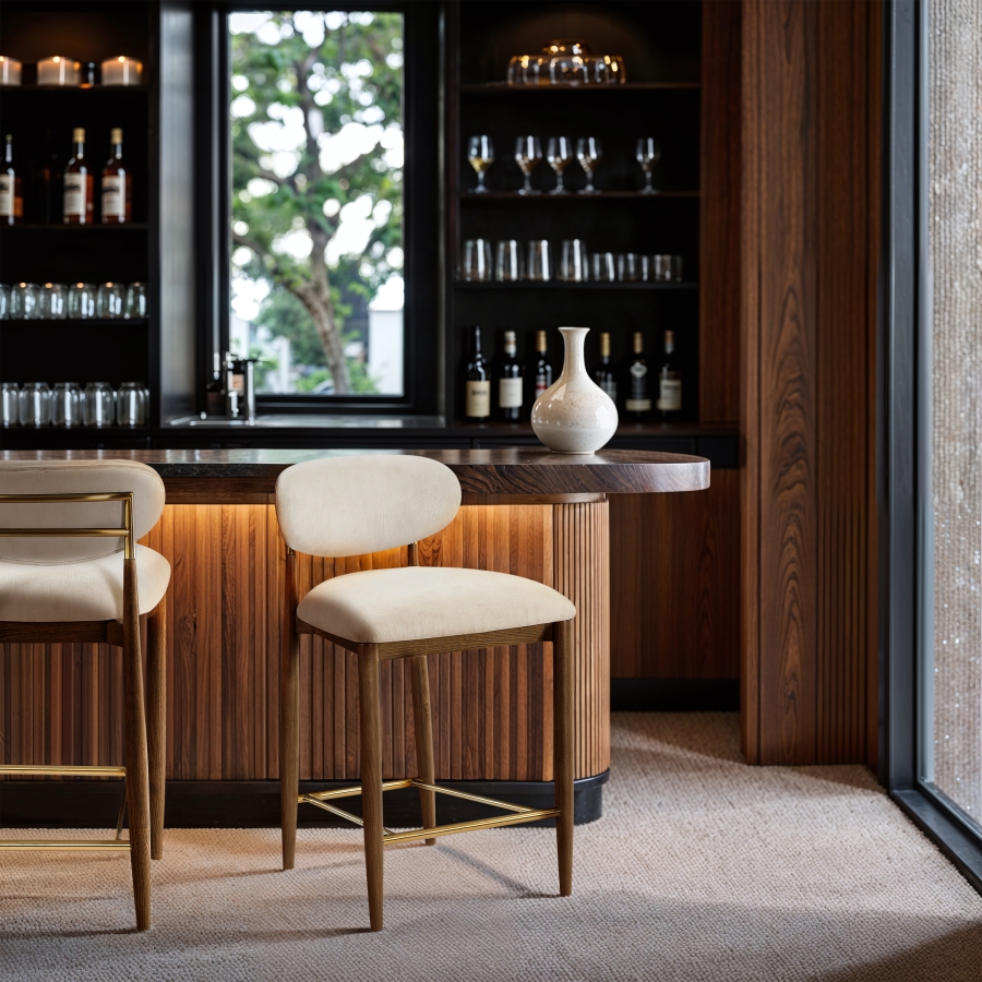 Riccio Performance Fabric Upholstered Counter Stool