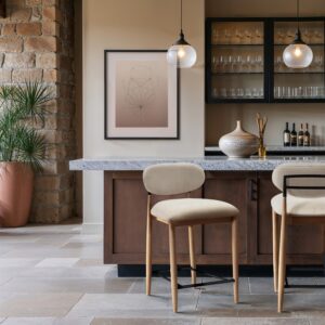 Riccio Performance Fabric Upholstered Counter Stool