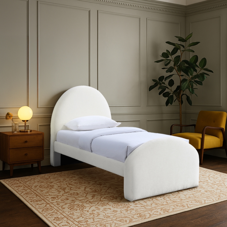 Andaz Chenille Fabric Upholstered Twin Bed