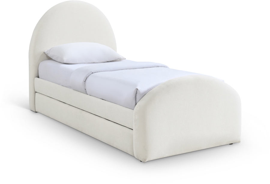 Andaz Chenille Fabric Upholstered Twin Trundle Bed