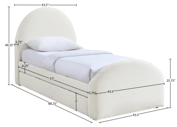Andaz Chenille Fabric Upholstered Twin Trundle Bed