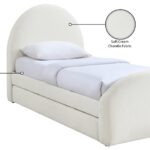 Andaz Chenille Fabric Upholstered Twin Trundle Bed