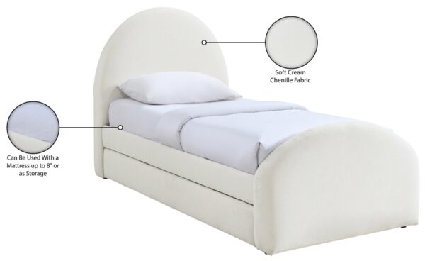 Andaz Chenille Fabric Upholstered Twin Trundle Bed