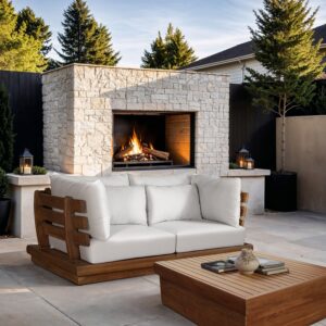 Mirella 75.75" Water Resistant Fabric Upholstered 2pc. Outdoor Patio Modular Loveseat