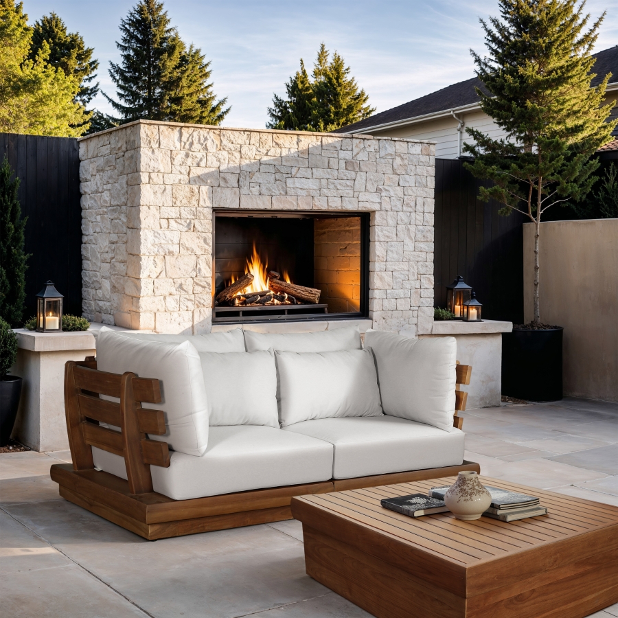 Mirella 75.75" Water Resistant Fabric Upholstered 2pc. Outdoor Patio Modular Loveseat