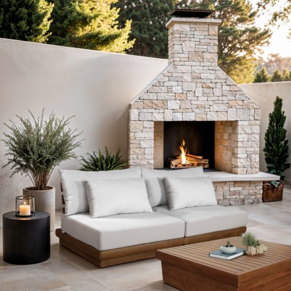 Mirella 74" Water Resistant Fabric Upholstered 2pc. Outdoor Patio Modular Loveseat