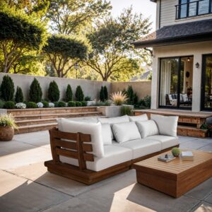 Mirella 112.75" Water Resistant Fabric Upholstered 3pc. Outdoor Patio Modular Sofa